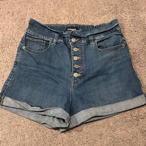 Express, stretch denim jean shorts, size medium
